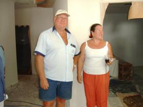 Angela with Carl the builder